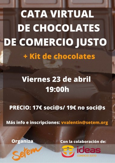 Cartel cata virtual de chocolates de comercio justo