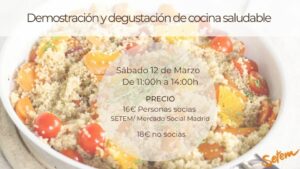 Taller cocina saludable en SETEM el sábado 12 de marzo