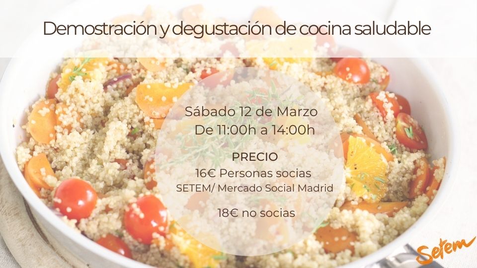 Taller cocina saludable en SETEM el sábado 12 de marzo