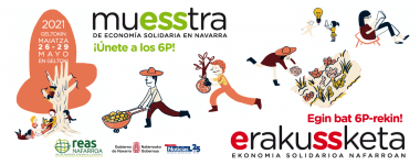 Póster de la Muestra 2021 de la Economía Social y Solidaria en Navarra organizada por REAS