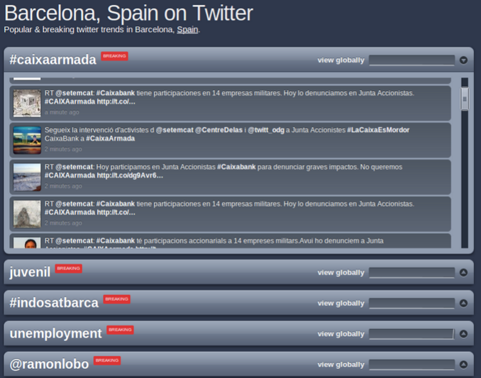 #CAIXAarmada, TT en Twitter (Barcelona)